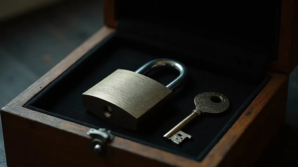 Cadenas acier et cle laiton sur ecrin velours