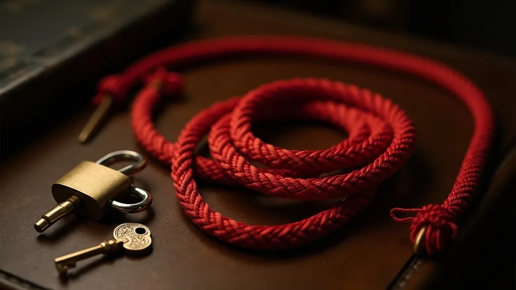 Corde shibari rouge lovee, cle et cadenas