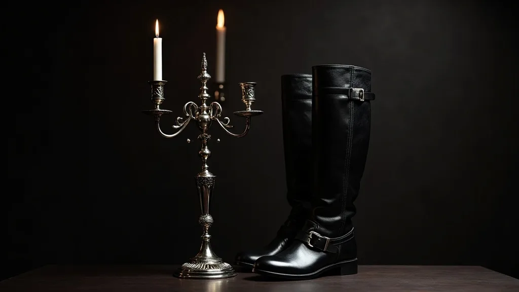 Masque venitien et bottes cuissardes vernies